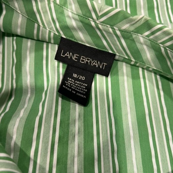 Lane Bryant Green & White 3/4 Sleeve Blouse Size 18/20 - Picture 8 of 8